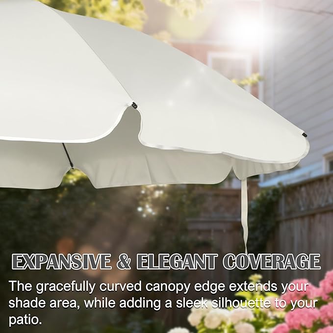 Blissun 6.5ft Patio Umbrella with Push Button Tilt & Height Adjustable, UV50+ Sun Protection with Sturdy Fiberglass Ribs & Iron Pole, Market Umbrella for Outdoor Table Garden Backyard Beach