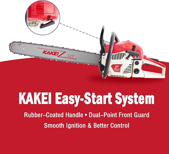 KAKEI 62CC 22-Inch Gas Chainsaw, 3.8HP 2-Stroke Engine, Easy Start, Germany-Steel Chain & Precision Bar, Gas Powered Chainsaw for Tree Cutting, Firewood and Logging