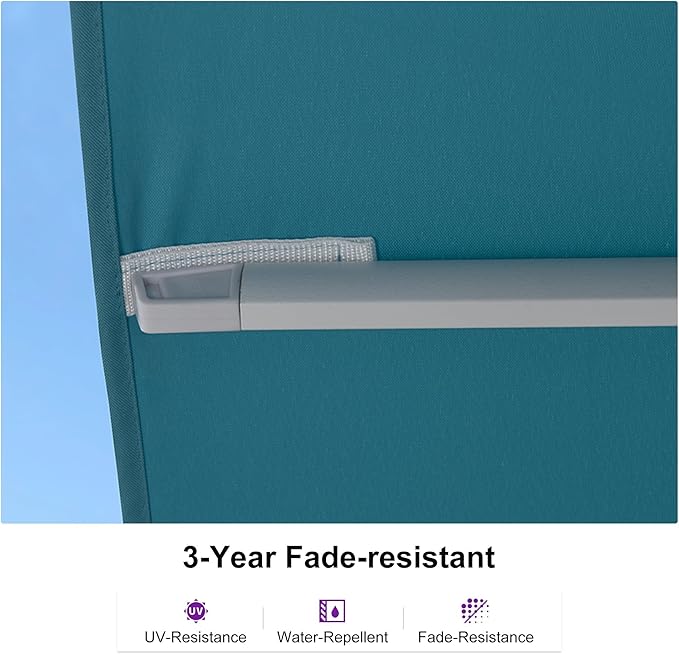 PURPLE LEAF 8' X 11.5' Right-left Tilt White Cantilever Umbrella with Base Patio Outdoor Swivel Umbrellas with Aluminum Tilt Offset Umbrella with 360° Rotation for Deck Pool, Turquoise