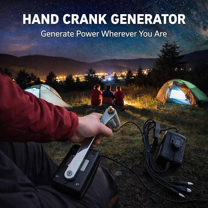 Hand Crank Generator Portable 30W Small Black Alloy Emergency Charger - High Efficiency, Shockproof, Ideal for Outdoor Use
