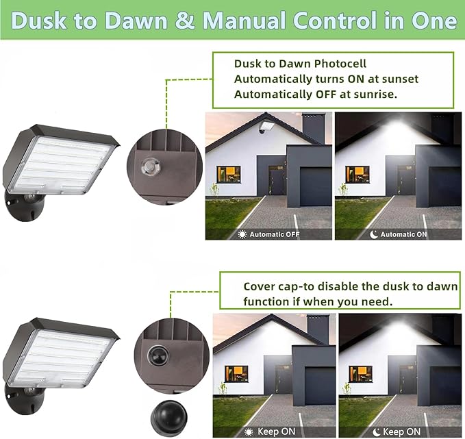 80W Outdoor LED Flood Light Dusk to Dawn with Knuckle, 11200LM 600W Equivalent, 100-277V 5000K Daylight, ETL Commercial LED Flood Light Fixture, Outdoor Security Lighting for Landscape/Parking Lot