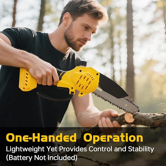 Mini Chainsaw Cordless Fit for Battery 20V, 6-Inch & 4-Inch 2-in-1 Electric Chainsaw with Auto Oiling, 5m/s Chain Speed & Safety Lock, Lightweight for Branch Pruning, Tree Trimming (NO Battery)