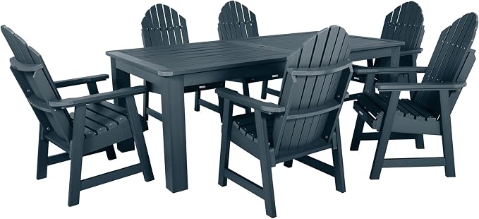 Highwood Hamilton Adirondack 7pc Dining Set, 84" x 42", Dining Height, Federal Blue
