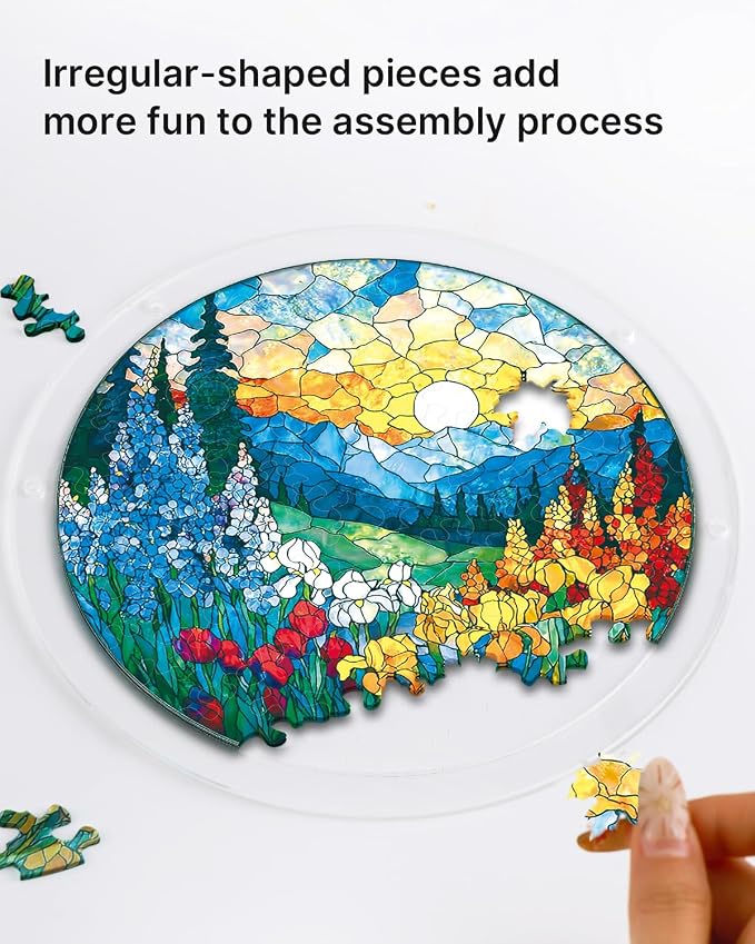 Acrylic Suncatcher Puzzle, Dawn Blossom Sea-7.4 in | DIY Suncatcher Puzzle Kits for Adults, Acrylic Jigsaw Puzzle Suncatcher, Garden&Window Hanging Decor, Unique Gift