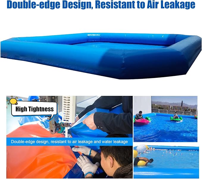 INTBUYING Inflatable Water Pool 23x23x1.8ft PVC Inflatable Swimming Pool for Play Water Walking Ball Wading Pool with 800W Blower for Family Summer Outdoor Garden Water Play