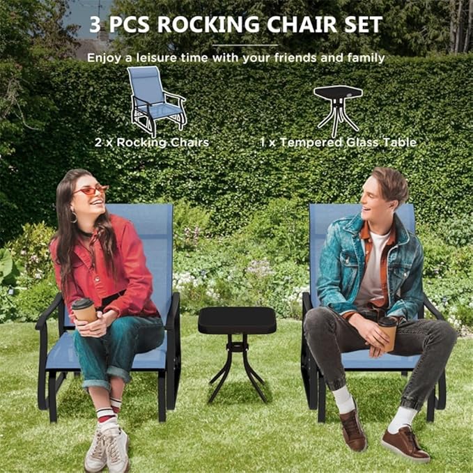 3 Pieces Patio Furniture Set with Chairs and Side Table for Garden,Porch,Outdoor Chairs Set 3 Piece with Table and Chairs, Outdoor Furniture Patio Conversation Set