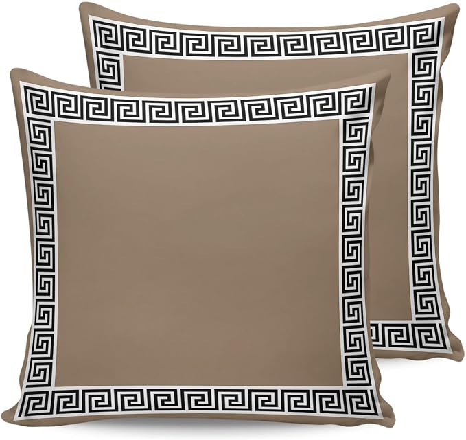 Prime Leader Outdoor Waterproof Pillow Covers Set of 2, Chinese Style Pattern Brown Background Patio Throw Pillow Covers, Decorative Cushion Case for Couch Sofa Furniture Garden, 20x20 Inch