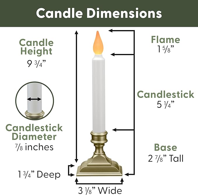 612 Vermont Battery Operated LED Window Candles with Flickering Amber Flame, Automatic Timer, 9.75 Inches Tall, VT-1206P (Pack of 4, Pewter)