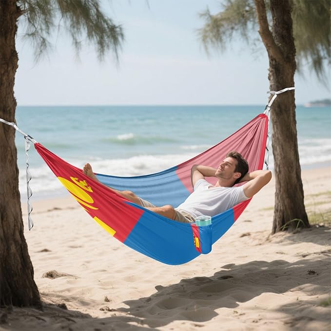 National Flag of Mongolia Hammocks with Portabl Carry Bag Backyard Hammock for Indoor Outdoor Patio