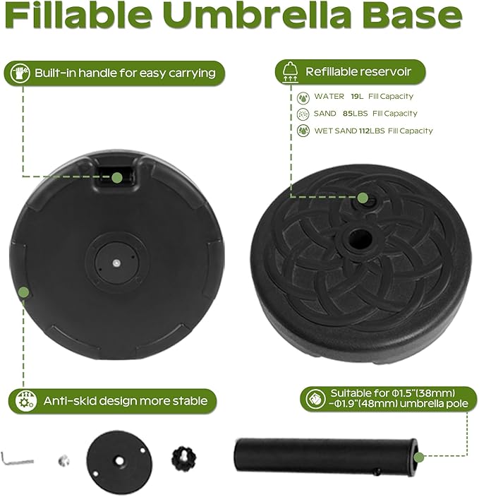 15ft Umbrella Outdoor Patio - Double-Sided Large Market Rectangle Umbrellas with Crank Handle for Patio Garden Yard Pool (No Base)
