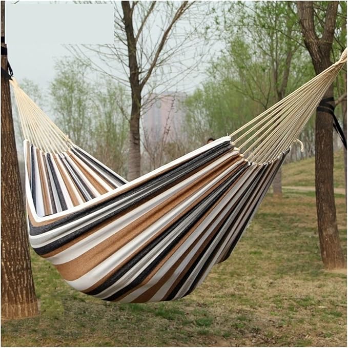 Hammock Portable Travel Thickened Hanging Hammocks Outdoor Indoor Single Double Canvas Hammocks Courtyard Children's Swing Quick-Opening(Red-260X150CM)