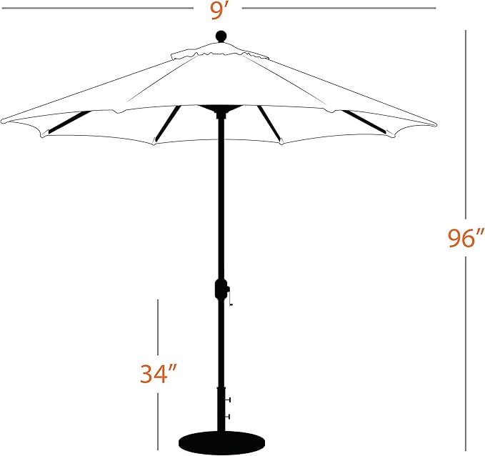 Galtech 9-Foot (Model 737) Deluxe Auto-Tilt Umbrella with Black Frame and Sunbrella Fabric: Granite (Includes Extended Frame Warrantee)