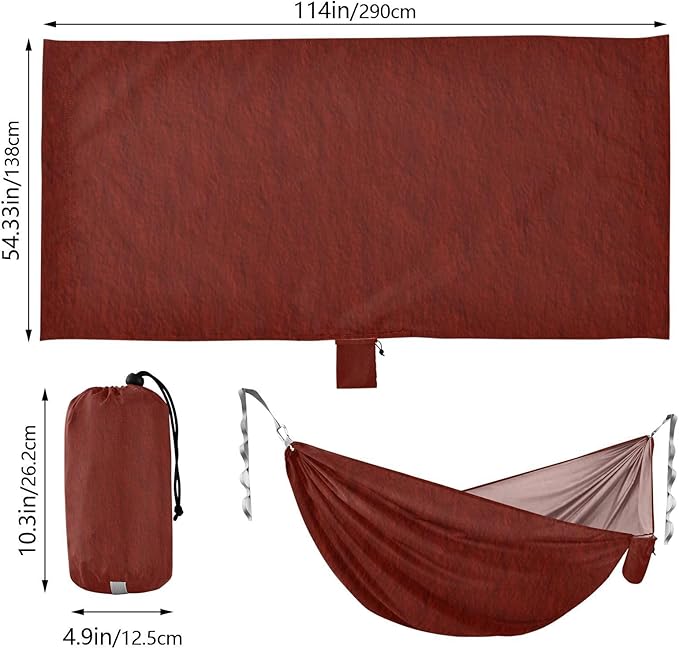 Reddish Brown Solid Color 330lb Capacity Outdoor Hammocks with Hanging Rope Cloth Hammock for Outside Patio Backyard Poolside Bases para hamacas para adultos