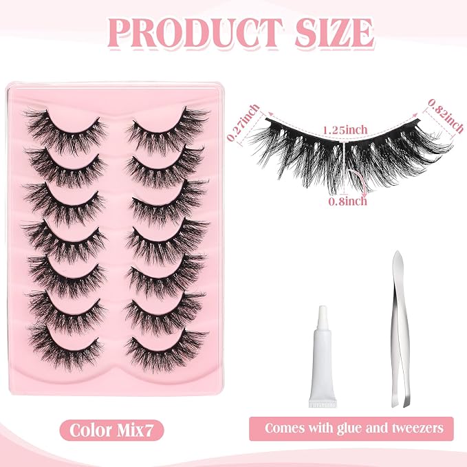Geelin 7 Pcs Porch Goose Outfit Eyelash for 23/17'' Plastic Lawn Goose Statue Reusable Mink Fake Lashes End 3D Salon Eyelashes for Lawn Patio Art Decoration(Classic,Black)