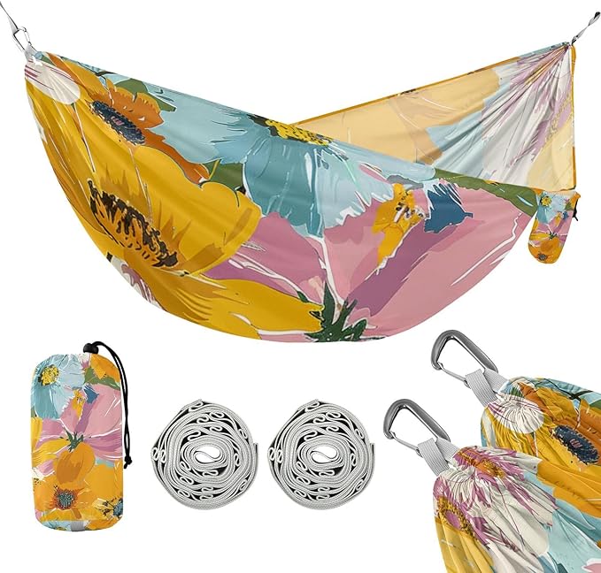 Summer Flowers 330lb Capacity Hammocks with Tree Straps Fabric Hammock for Outside Patio Backyard Poolside Bases para hamacas para adultos