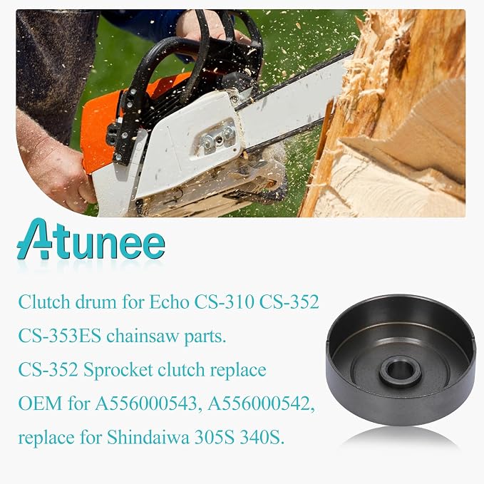 Sprocket Clutch Drum for Echo CS-310 CS-352 CS-353ES Chainsaw Parts for Shindaiwa 305S 340S Replace A556000543 A556000541 3/8" 6T with Bearing
