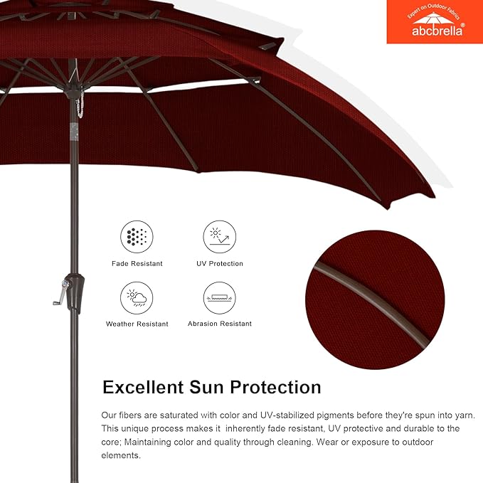 ABCCANOPY 5-Year 10-Year No Fading 9FT 3 Tiers Patio Umbrella, Outdoor Table Umbrella with 8 Sturdy Ribs for Deck, Backyard, Garden, Yard