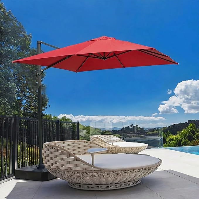 BPS 10'x10' Cantilever Umbrella Replacement Canopy for 8 Ribs Square Offset Umbrella, Outdoor Canopy Replacement for Patio Parasol, Canopy Only