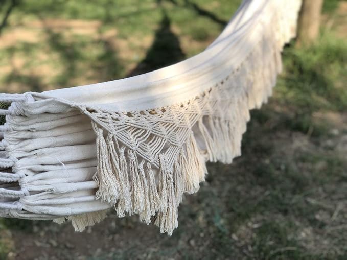 Cotton Hammock with Carry Bag Outdoor Garden Hanging Hammock Swing Tassels Brazilian Hammock Fits Most Stands Frames Maximum Load Capacity: 100 Kg