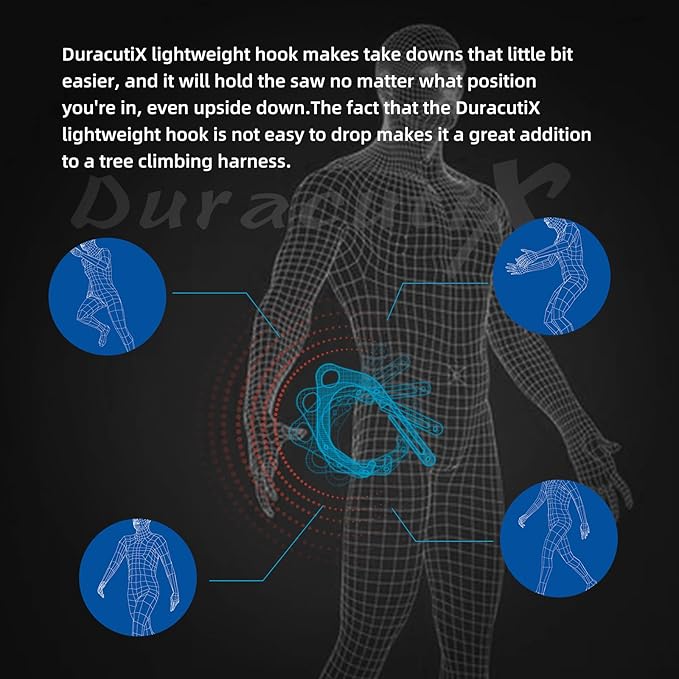 DuracutiX Aluminum Hook For Tree Climber Compatible with Shembiner XL, Quick and Easy One-Hand Removal and Installation of Chainsaws and Tools Inside The Hook, Not Easy Fall Off in Any Position
