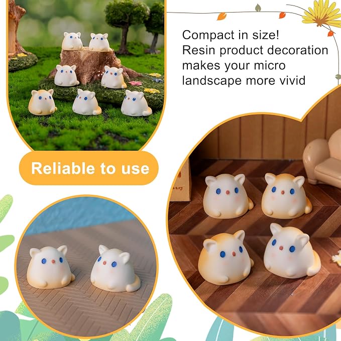 60 pcs Mini Resin Cat Many Styles Variety Tiny Animals Figures Miniature Little Small Animal Figurines Bulk for Micro Fairy Garden Landscape Accessories Hide Crafts Decor Aquarium