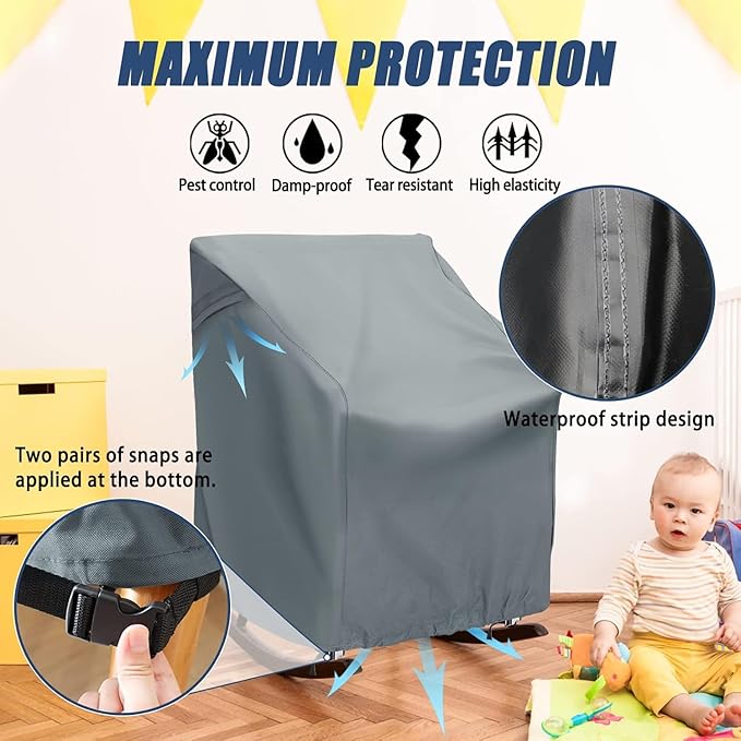 Patio Swivel Rocking Chair Covers, UV-Resistant All Weather Outdoor Lounge Chair Protectors for Deck, Lawn & Garden Furniture, 4 Pack-27.5" W x 32.5" D x 39" H, Grey