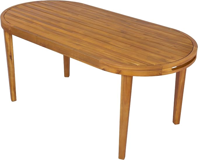 Christopher Knight Home Domac Acacia Wood Dining Table Set for 6, Solid Wood Outdoor Dining Set for 6, Oval Patio Dining Table and Chair Set with Cushion & Rope Accent, Cream Beige + Oatmeal + Teak