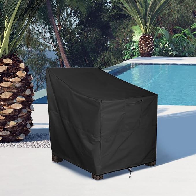 ALSTER Outdoor Chair Covers 2 Pack, Patio Chair Covers(28" L x 35" W x 35" H), Durable and Waterproof Black Furniture Covers for Lounge Deep Seat, Rain Snow Dust Wind-Proof