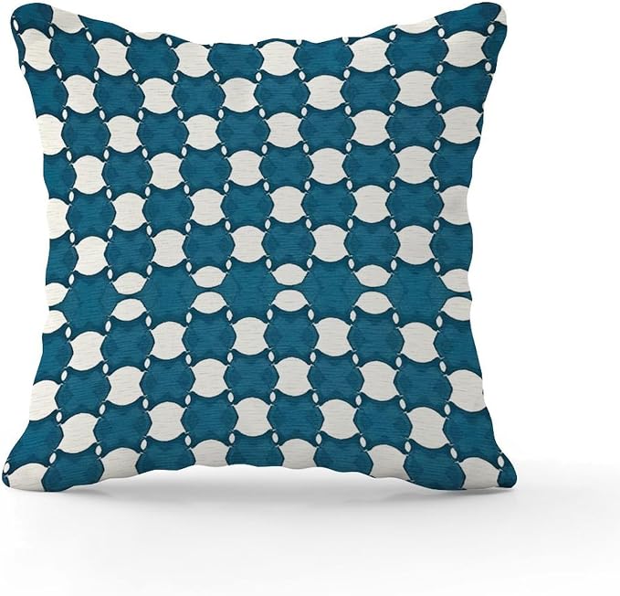 Blue Geometric Cushion Cases Blue and White Trellis Throw Pillow Cover Classic Outdoor Waterproof Decorative Pillow Cover for Couch Sofa Bedroom Car 20x20 in