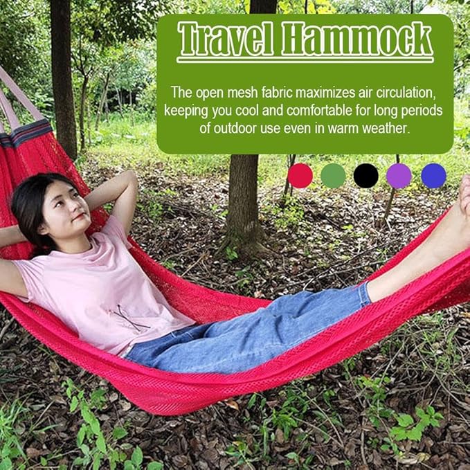 Upgrade Camping Hammock,2025 New Heavy Duty Mesh Hammock,Double & Single Portable Hammocks Hammocks,Sturdy Indoor/Outdoor Hammock Up to 660lbs,Tree Hammocks for Outside, Camping & Patio Relaxation
