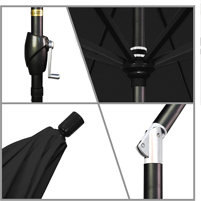 California Umbrella 7.5' Round Aluminum Market Umbrella, Crank Lift