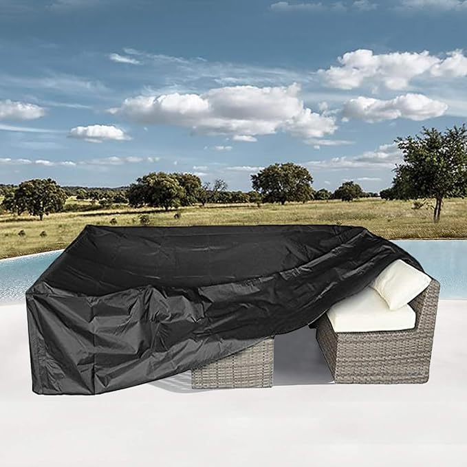 Heavy Duty Patio Furniture Cover - All-Weather Protection, Perfect Fit, Durable Tear-Resistant, Windproof Stay-in-Place, Easy Install for Outdoor Sectional/Table Chair Sets 128"x83"x28"
