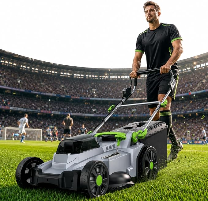 40V Cordless Lawn Mower, 17" Walk Behind Electric 4.0 Ah Battery Powered Lawnmower, 6 Adjustable Cutting Heights, 50L Grass Bag, Brushless Motor, for Garden/Patio/Yark/Lawn