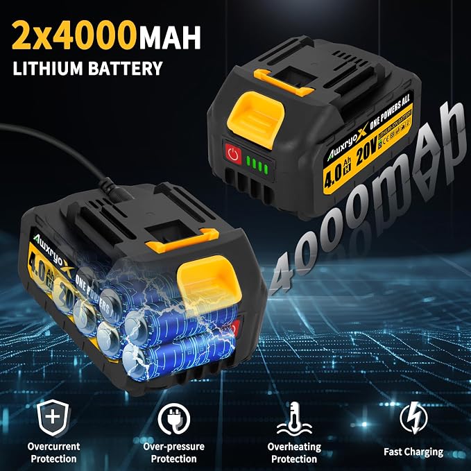 AwxryoX 8" & 6" Mini Chainsaw Brushless, 2026 Upgraded 2x4.0AH Battery Portable Handheld Small Cordless Saw with 4 x Guide Plate, Electric Hand Saw Motosierra for Wood/Tree Cutting Gardening Pruning
