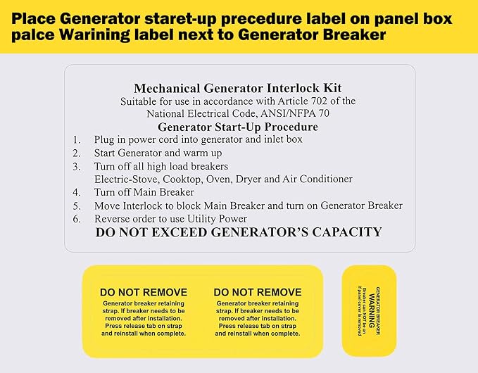 Generator Interlock Kit Compatible with Square D QO & Homeline Indoor or Outdoor (SD200VL-3-1/4 to 4 Inch)