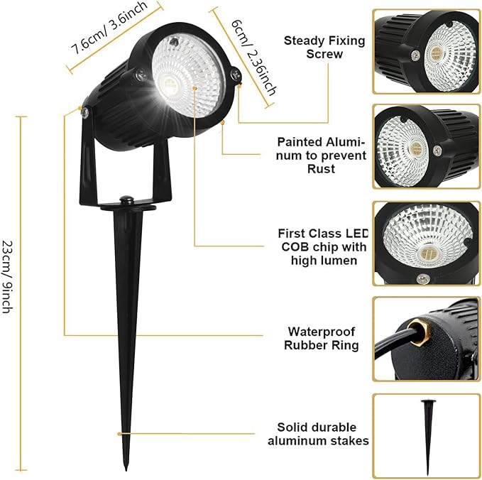 Low Voltage Landscape Lights Color Changing RGB 5W DC12V LED Landscape Lighting Outdoor Waterproof Spotlight Remote Control for Garden Pathway Christmas Decorative Light(1, Multi-Colored)