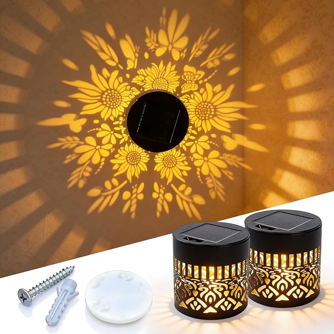 Decorative Solar Mandala Lights, 2026 New Mandala Solar Lights Outdoor, Mandala Theme Waterproof Fence Light, Shadow Projection Landscape Lighting for Backyard,Patio,Walkway,Lawn,Porch Decor (#C,2)
