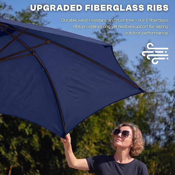 7.5ft Patio Umbrella, Outdoor Table Market Umbrella with Smooth Crank Lift, 6 Windproof Fiberglass Ribs, UPF50+ UV Protection for Deck, Pool, Garden and Backyard