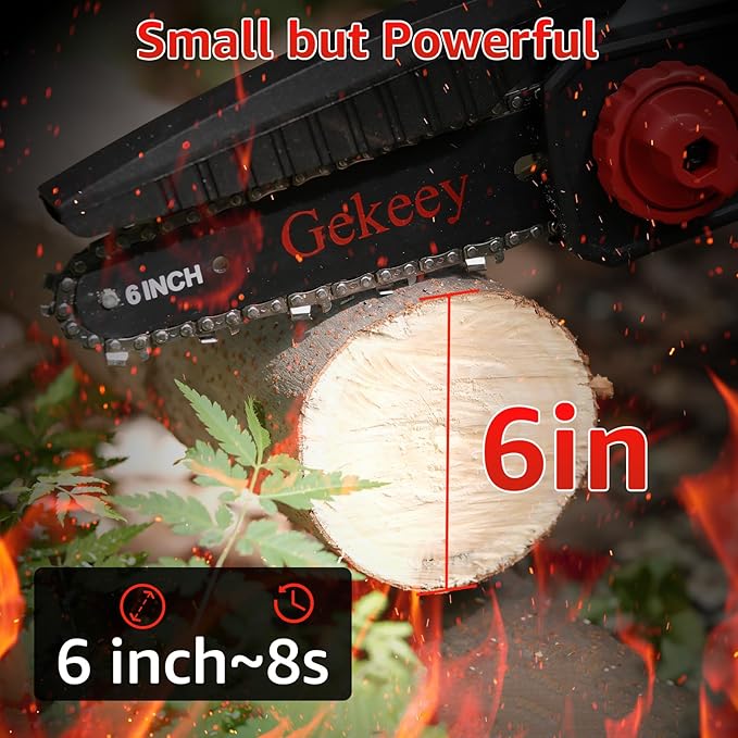 Electric Mini Chainsaw Cordless, 6 Inch Battery Chain Saw Handheld with Rechargeable Battery for Tree Trimming Wood Cutting, Gardening Tool Gifts for Men Dad Husband