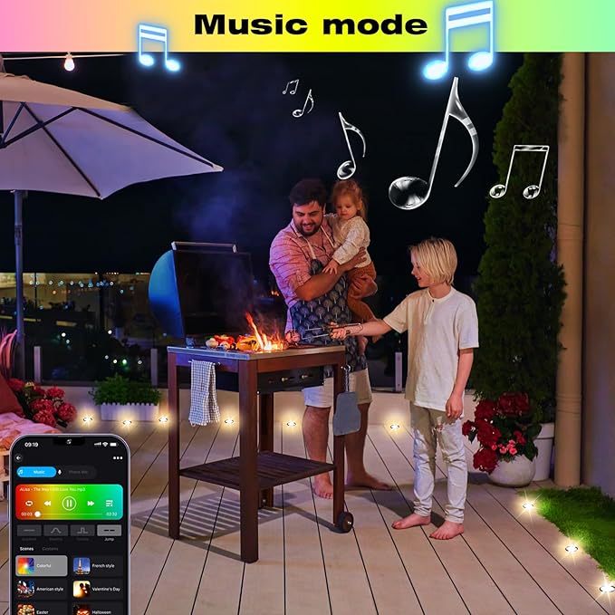 FVTLED WiFi Deck Lights, WiFi Controlled 20pcs Low Voltage LED Deck Lights Kit Φ1.38 Outdoor Recessed Step Stair Warm White LED Lighting Compatible with Alexa Google Home, Black