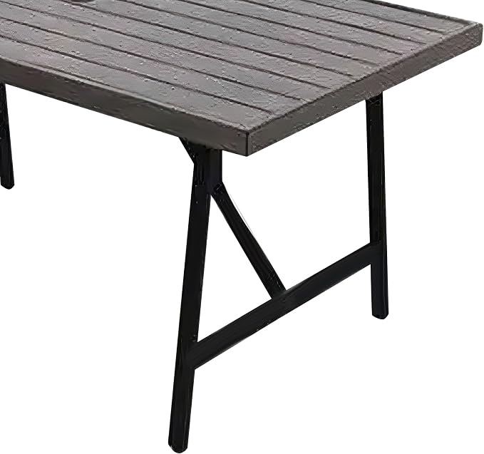 Four Seasons Courtyard Norwalk 40 x 70 Inch Rectangular Outdoor Dining Table All Weather Aluminum Slat Top for Backyard Decks and Patios, Taupe/Grey