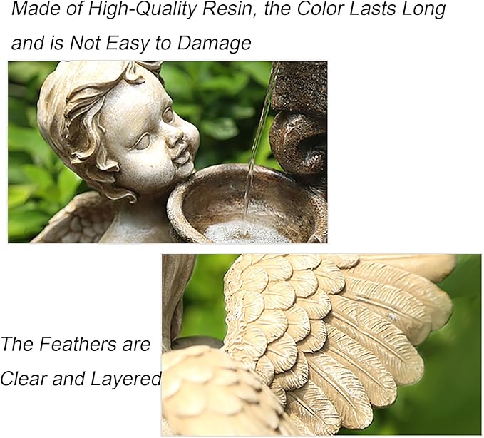Water Fountain 39.4" H Outdoor Fountains for Yard, Garden, Home Decor, European Angel Fountain, Waterscape Decoration