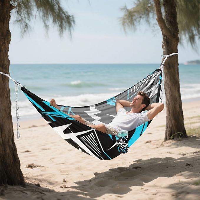 Neon Lightning Geometric Hammocks with Tree Straps Swing Hammock for Indoor Outdoor Patio