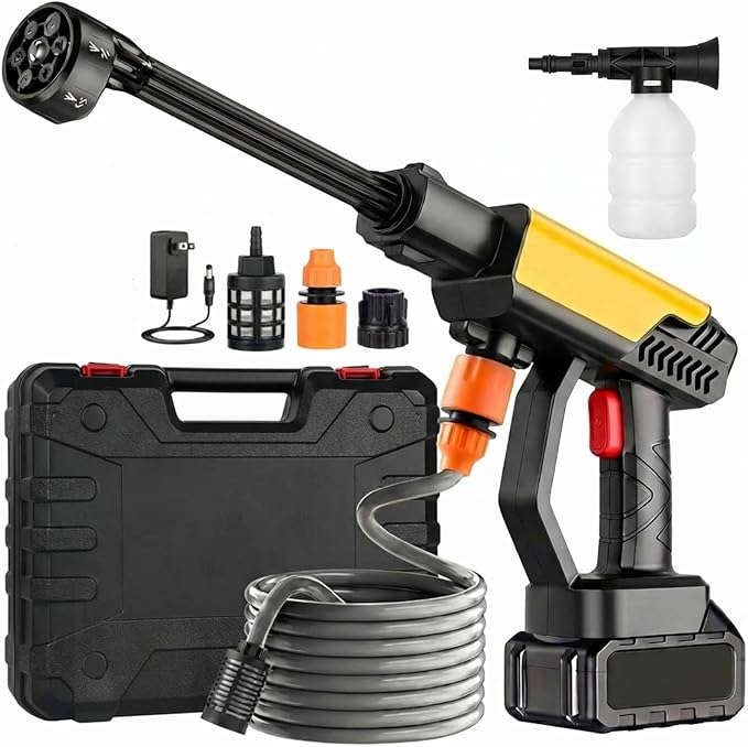 Portable Handheld Cleaning Tool, 6-in-1 Lightweight Car Cleaning Tool with Foam Pot, 16.5FT Hose, Cleaner for Car, Garden, Patio, Floor, Outdoor