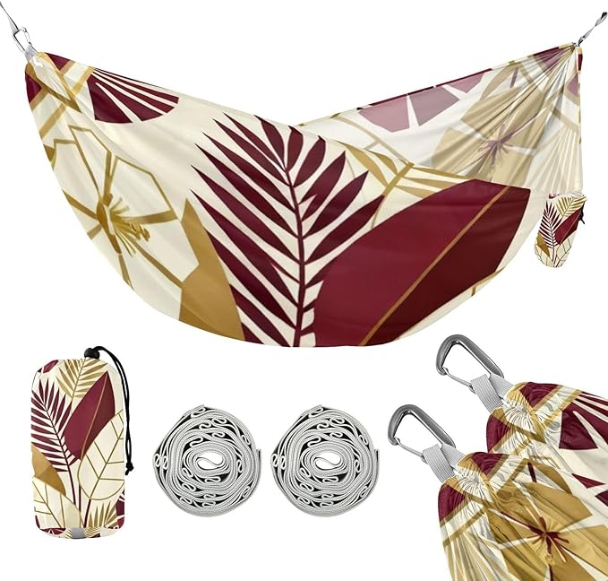 Gilded Floral and Foliage Hammocks for Camping with Portabl Carry Bag Portable Hammock Indoor Outdoor Patio