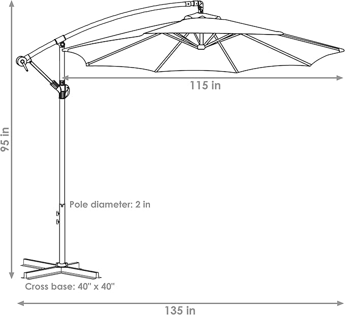 Sunnydaze 10ft Offset Cantilever Patio Umbrella with Base Included - Large Outdoor Umbrella for Patio
