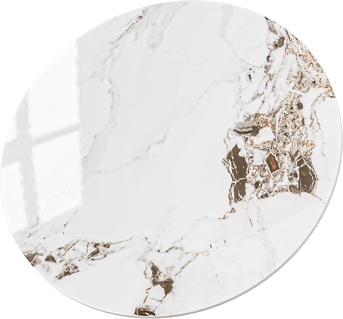 47.2"" Round White Marble Sintered Stone Table Top - Heat Resistant Waterproof for Dining Table, Office Desk, Bar, Patio