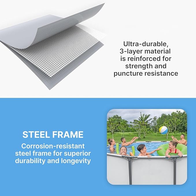 14' x- 48" Round Above Ground Swimming Pool Set with Sand Filter Pump, Ladder & Cover – Durable Steel Frame Outdoor Pool for Backyard Family Fun