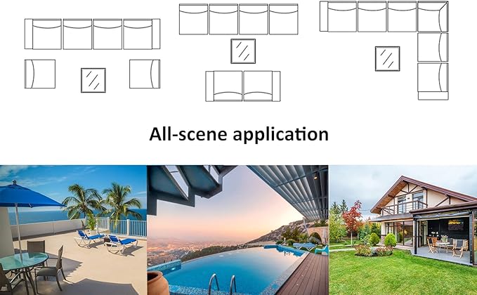 7 Pieces Outdoor Patio Furniture Sets,Wicker Conversation Set Sectional Sofa,Includes 6 All-Weather High Back PE Rattan Seating Components w/Thickened Cushions&Coffee Table,Red