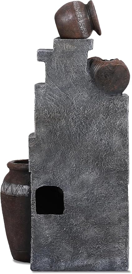 TITIMO 31.5" Outdoor Water Fountain with LED Lights 5 Tiers Modern Cascading Large Outdoor Fountain with Lights for Garden, Patio, Backyard, Deck, Porch and Home Art Decor (31.5" H)
